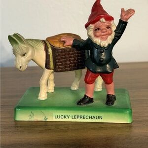 Lucky Leprechaun Figurine with Donkey